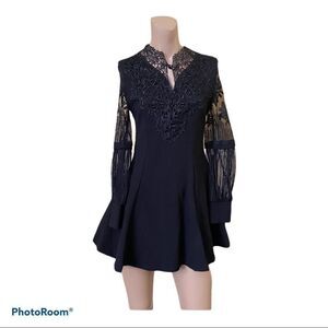Style Mafia black gothic lace sleeves mini dress S